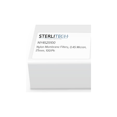 Sterlitech Nylon Membrane Filters, 0.45 Micron, 25mm, PK100 NY4525100